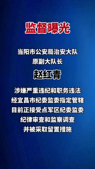 集 当阳市公安局治安大队原副大队长赵红青接受纪律审查和监察调查