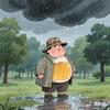 啤酒肚淋着雨