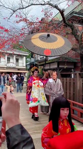 京都太秦村的花魁道中 花魁 抖音